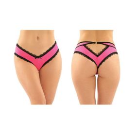 Dahlia Cheeky Hipster Panty With Lace Trim And Keyhole Cutout 6-pack S/m Pink