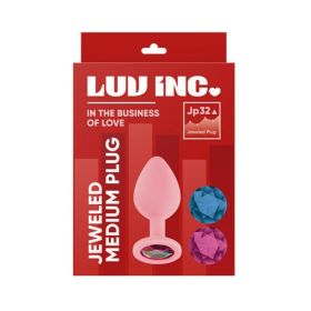 Luv Inc Jp32 Jeweled Medium Plug With 3 Stones Light Pink