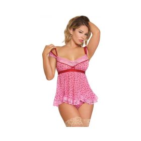 Magic Silk Tickled Pink Babydoll & Panty Set Pink L/xl