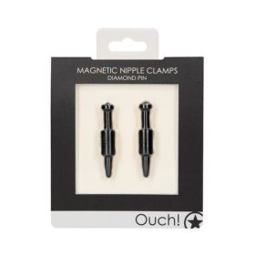 Ouch Magnetic Nipple Clamps - Diamond Pin - Black