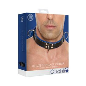 Ouch Deluxe Bondage Collar - One Size - Blue