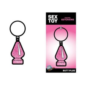 Sex Toy Keychain Pink Glitter Butt Plug