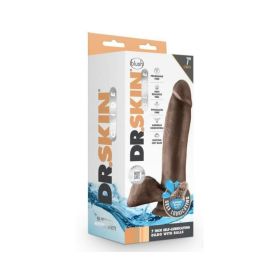 Dr. Skin Glide Self-lubricating Dildo With Balls 7 In. Chocolate