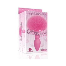 The 9's Cottontails Silicone Bunny Tail Butt Plug Ribbed Pink