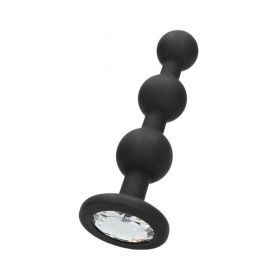 Ouch! Silicone Beaded Diamond Butt Plug - Black