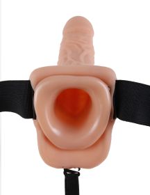 Fetish Fantasy Series 9 Inch Vibrating Hollow Strap-on With Balls - Flesh