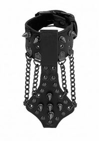 Ouch! Skulls & Bones Bracelet With Spikes And Chains Black