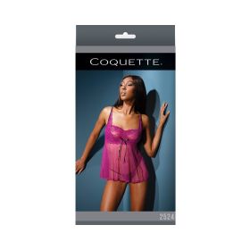 BABYDOLL & G-STRING  MAGENTA/BLACK - OS