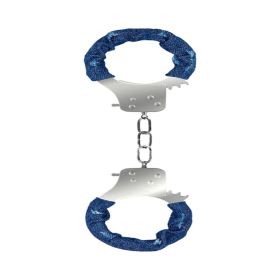 Ouch! Denim Metal Handcuffs - Roughened Denim Style - Blue