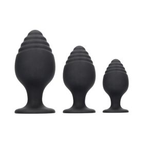 Ouch Rippled Butt Plug Set Black