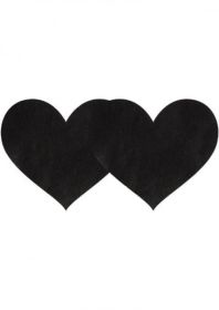 Black Satin Heart Shaped Pasties 2 Pack