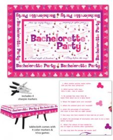 Bachelorette Party Tablecloth Trivia with 4 Markers