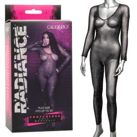 Radiance Crotchless Full Body Suit - Queen - Black