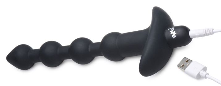 Bang - Vibrating Silicone Anal Beads and Remote Black